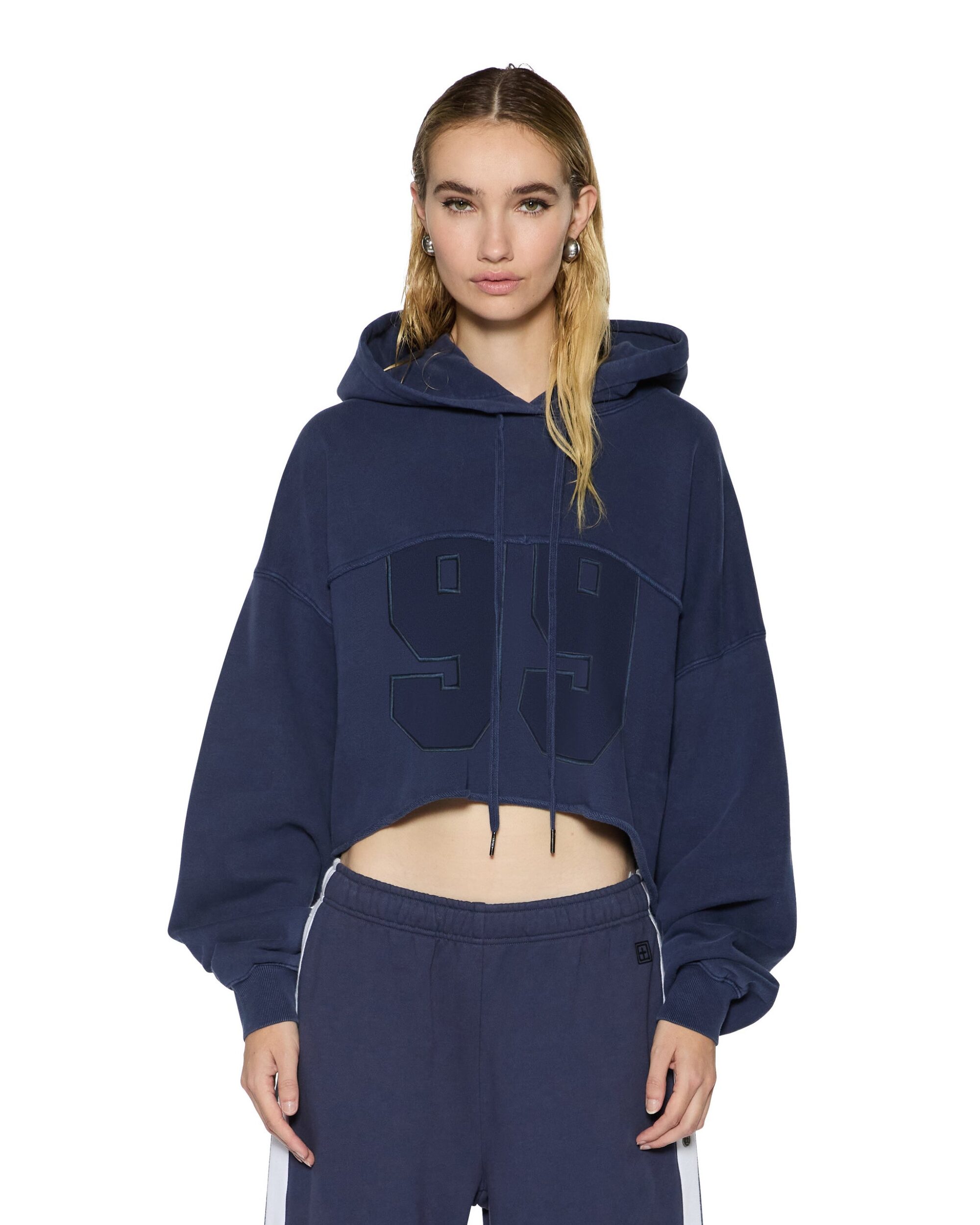 Oh G Hoodie Cropped Ink Blue