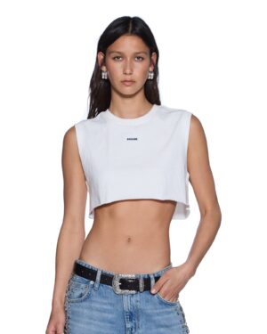 Labels Crop Tank White